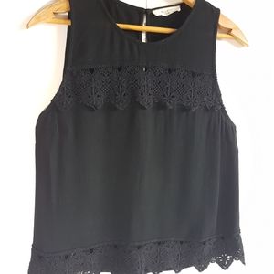 ELODIE M Sleeveless Top With Lace Crochet Black Medium
